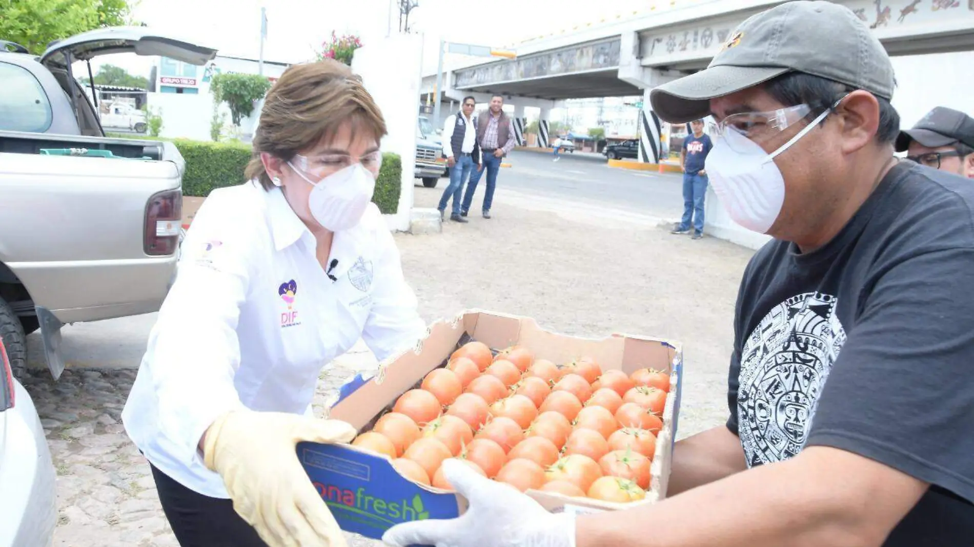 DIF de Tequisquiapan distribuye jitomate entre familias afectadas por pandemia.  Foto Cortesía  DIF de Tequisquiapan